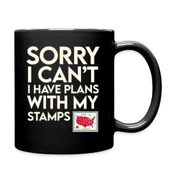 Briefmarkensammler Briefmarken Philatelisten Männer - Tasse einfarbig - Schwarz - Rechts