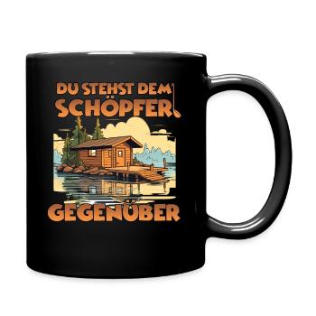 Lustiges Sauna T für Wellness Fans und Sauna - Tasse einfarbig - Schwarz - Rechts