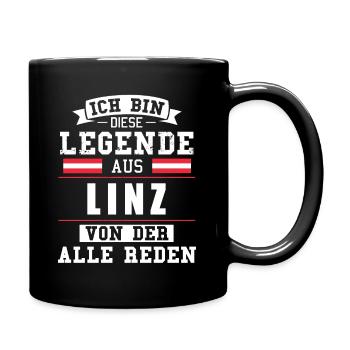 Stadt Linz Österreich Legende Spruch - Tasse einfarbig - Schwarz - Rechts