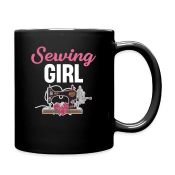 Fille à coudre drôle couturière Quilter couture - Mug uni - noir - Droite