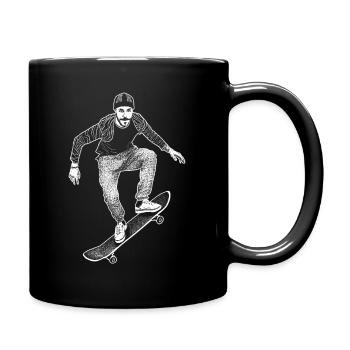 Skateboarder in the Air: Street Style T-Shirt - Full Colour Mug - black - Right