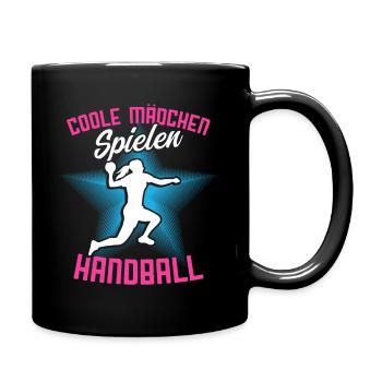 Hallen Sport Handballerin Handballverein Handball - Tasse einfarbig - Schwarz - Rechts