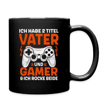 ZWEI TITEL VATER UND GAMER ROCKE BEIDE GAMING - Tasse einfarbig - Schwarz - Rechts