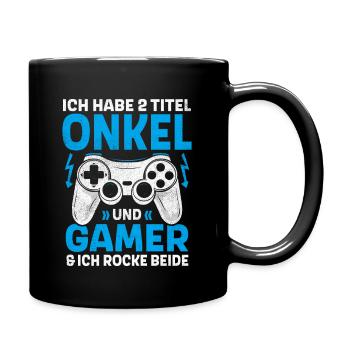 ZWEI TITEL ONKEL UND GAMER ROCKE BEIDE GAMING - Tasse einfarbig - Schwarz - Rechts