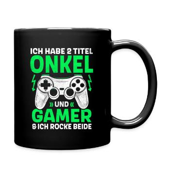 ZWEI TITEL ONKEL UND GAMER ROCKE BEIDE GAMING - Tasse einfarbig - Schwarz - Rechts