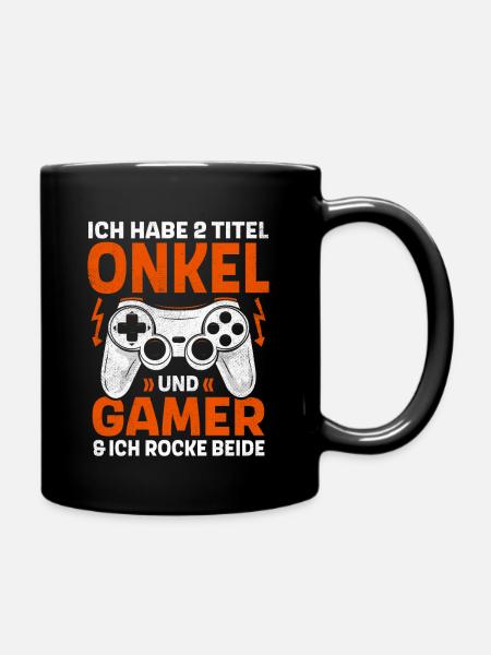 ZWEI TITEL ONKEL UND GAMER ROCKE BEIDE GAMING - Tasse einfarbig - Schwarz