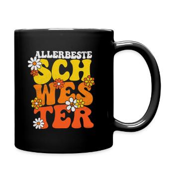ALLERBESTE SCHWESTER 70ER RETRO HIPPIE SCHWESTERN - Tasse einfarbig - Schwarz - Rechts