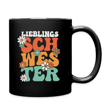 LIEBLINGSSCHWESTER 70ER RETRO HIPPIE SCHWESTER - Tasse einfarbig - Schwarz - Rechts