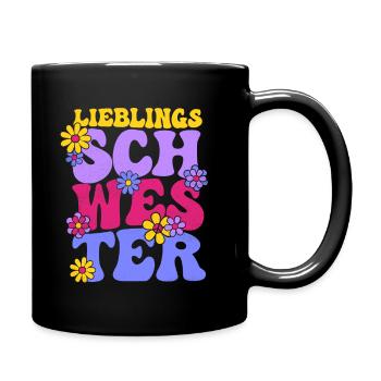 LIEBLINGSSCHWESTER 70ER RETRO HIPPIE SCHWESTER - Tasse einfarbig - Schwarz - Rechts