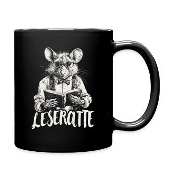 LESERATTE BUCH LESEN BÜCHERWURM BUCHLIEBHABER - Tasse einfarbig - Schwarz - Rechts