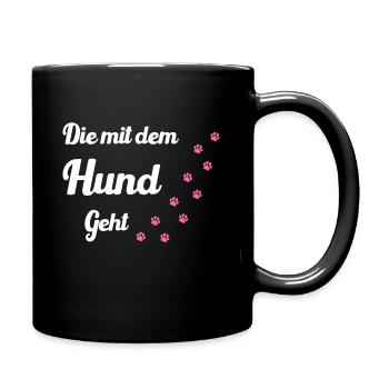 The one who walks with the dog Dogs Mom - Full Colour Mug - black - Right
