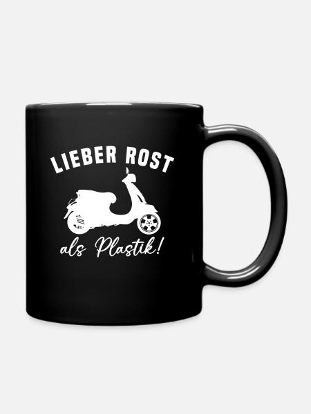 Lieber Rost als Plastic - Tasse einfarbig - Schwarz