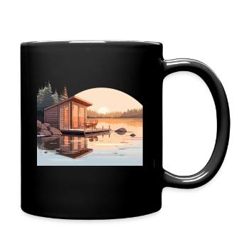 Sauna T for wellness fans and sauna lovers - Full Colour Mug - black - Right