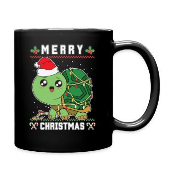 Joyeux Noël Père Noël Tortue Laid Noël - Mug uni - noir - Droite