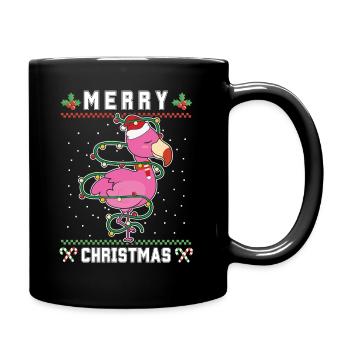 Merry Christmas Süß Santa Flamingo Ugly Christmas - Tasse einfarbig - Schwarz - Rechts