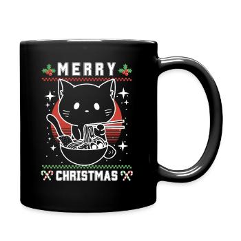 Chat d’anime kawaii mignon avec Ramen Noël laid - Mug uni - noir - Droite
