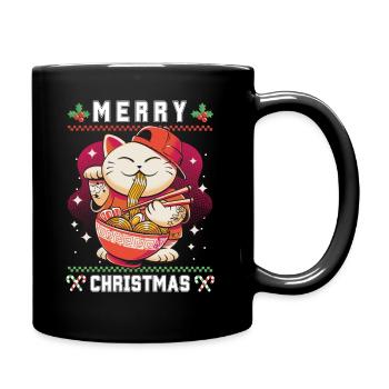 Chat d’anime kawaii mignon avec Ramen Noël laid - Mug uni - noir - Droite