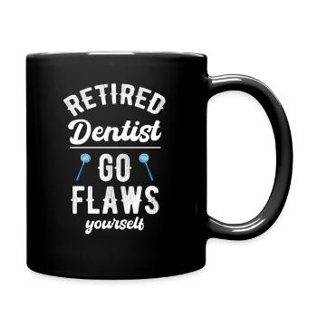 Retired dentist flossing - Full Colour Mug - black - Right