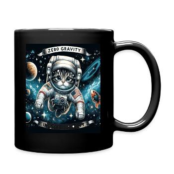Cat in space - Full Colour Mug - black - Right
