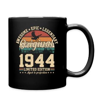 1944 Geburtstagshirt - Tasse einfarbig - Schwarz - Rechts