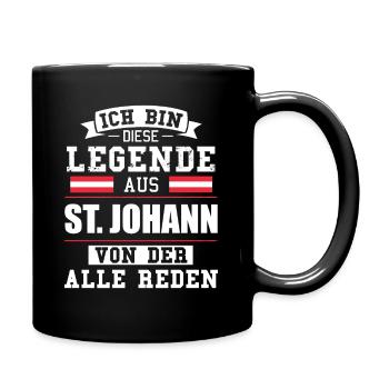 Stadt St. Johann Österreich Legende Spruch - Tasse einfarbig - Schwarz - Rechts