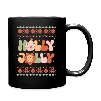 Holly Jolly Christmas - Holidays Ugly Christmas - Full Colour Mug - black - Right
