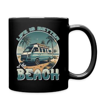 Life is better at the Beach - Campervan - Full Colour Mug - black - Right
