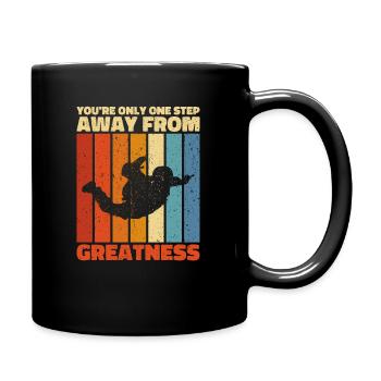 Sie sind nur einen Schritt von der Größe entfernt. Fallschirmspringer - Tasse einfarbig - Schwarz - Rechts