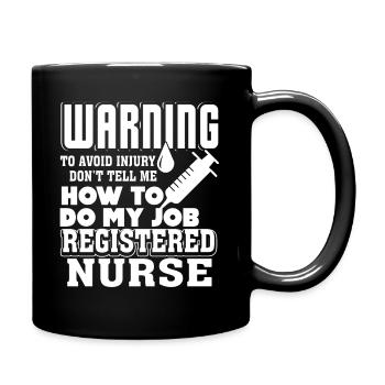 Rn Nurse Registered Nurse Warning - Full Colour Mug - black - Right