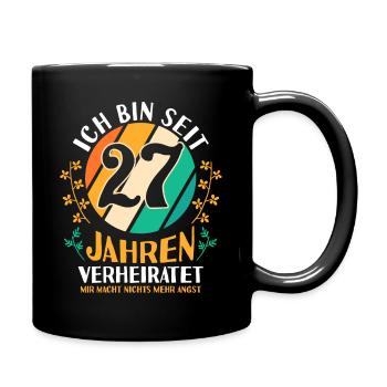 Ehe Mahagonihochzeit 27 Jahre Verheiratet Hochzeit - Tasse einfarbig - Schwarz - Rechts