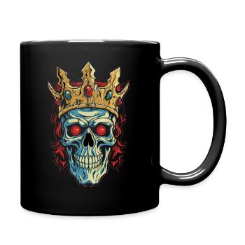 Bunter abstrakter Totenkopf mit Krone - Tasse einfarbig - Schwarz - Rechts