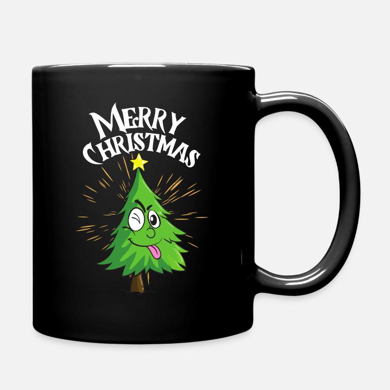 Lustiger Weihnachtsbaum - Tasse einfarbig - Schwarz