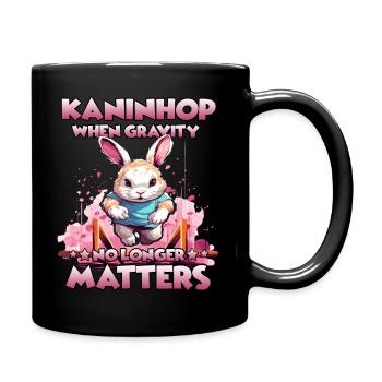 BunnyHop Rabbit in Action with Kaninhop - Full Colour Mug - black - Right