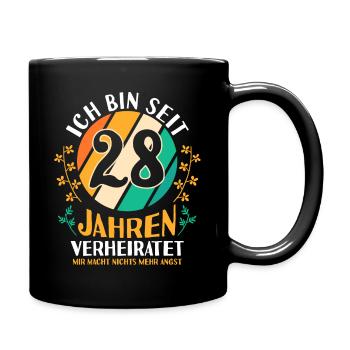 Ehe Nelkenhochzeit 28 Jahre Verheiratet Hochzeitst - Tasse einfarbig - Schwarz - Rechts