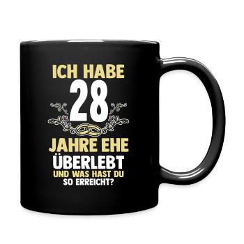 Ehe Nelkenhochzeit 28 Jahre Verheiratet Hochzeitst - Tasse einfarbig - Schwarz - Rechts