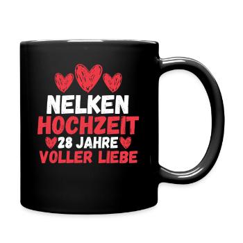 Ehe Nelkenhochzeit 28 Jahre Verheiratet Hochzeitst - Tasse einfarbig - Schwarz - Rechts