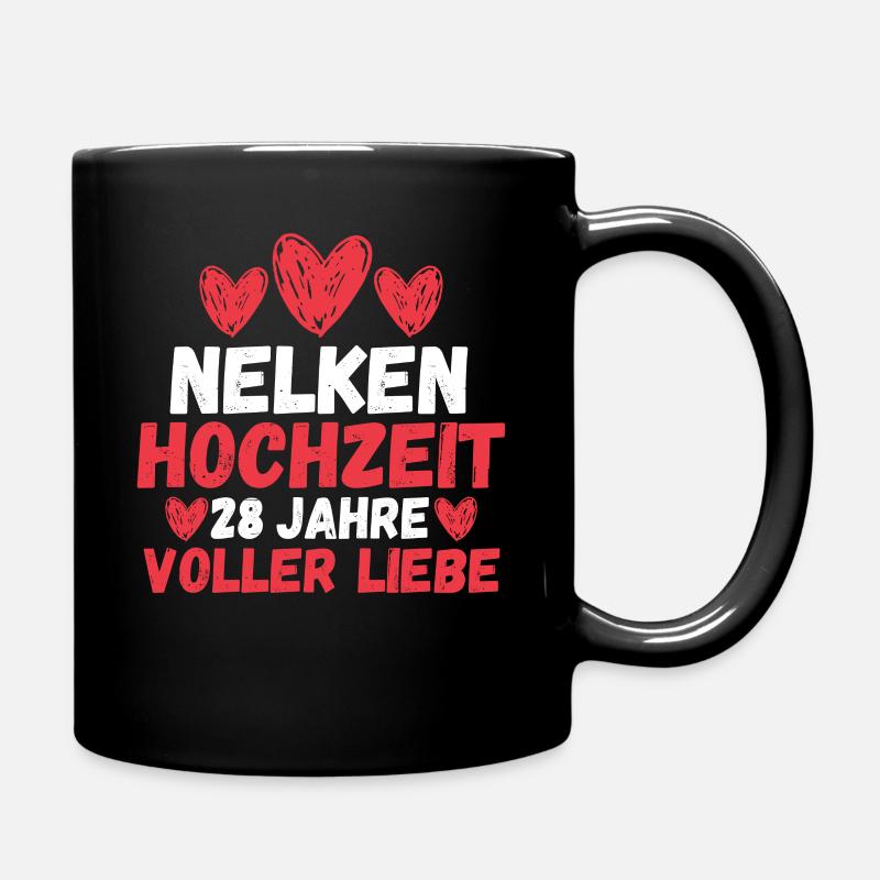 Ehe Nelkenhochzeit 28 Jahre Verheiratet Hochzeitst - Tasse einfarbig - Schwarz
