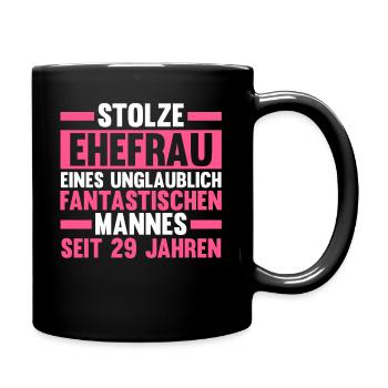 Ehe Samthochzeit 29 Jahre Verheiratet Hochzeitstag - Tasse einfarbig - Schwarz - Rechts