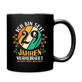 Ehe Samthochzeit 29 Jahre Verheiratet Hochzeitstag - Tasse einfarbig - Schwarz - Rechts