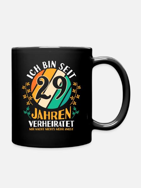 Ehe Samthochzeit 29 Jahre Verheiratet Hochzeitstag - Tasse einfarbig - Schwarz