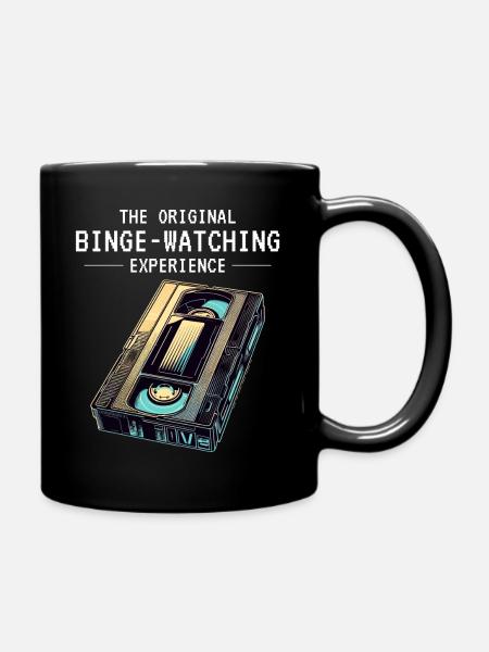 Retro VHS Kassette Nostalgisches 80er Jahre Binge-Watching - Tasse einfarbig - Schwarz