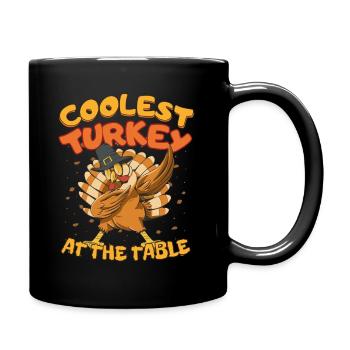 Thanksgiving for Kids Coolest Turkey at the Table - Full Colour Mug - black - Right