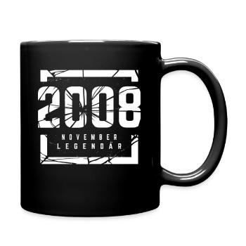 November 2008 Legendär 15 Jahren Mann Frau Geburt - Tasse einfarbig - Schwarz - Rechts