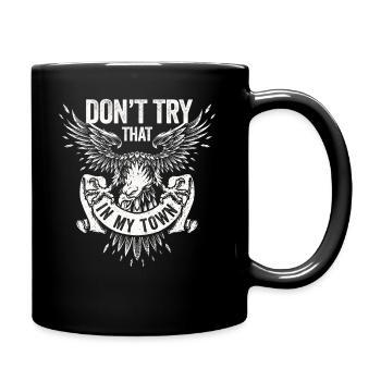 Try That In A Small Town American Flag Eagle - Full Colour Mug - black - Right