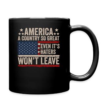Amerika: Ein Land, das so großartig ist, dass die USA patriotisch sind - Tasse einfarbig - Schwarz - Rechts