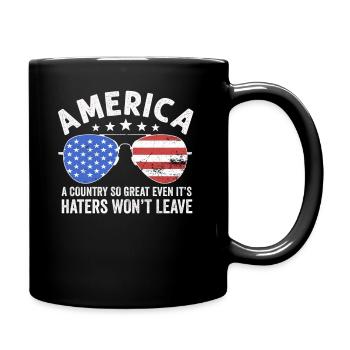 Amerika: Ein Land, das so großartig ist, dass die USA patriotisch sind - Tasse einfarbig - Schwarz - Rechts