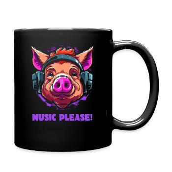 More music, please, a happy pig - Full Colour Mug - black - Right