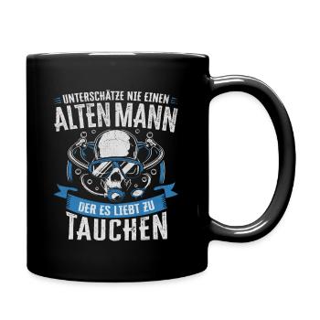 UNTERSCHÄTZE NIE ALTEN MANN TAUCHEN HERREN TAUCHER - Tasse einfarbig - Schwarz - Rechts