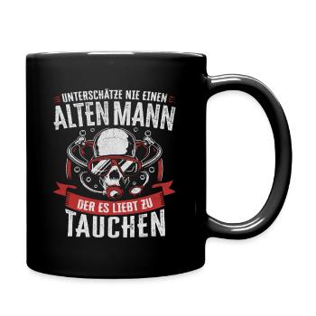UNTERSCHÄTZE NIE ALTEN MANN TAUCHEN HERREN TAUCHER - Tasse einfarbig - Schwarz - Rechts