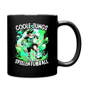 Coole Jungs spielen Fußball für Jungen Fußballer - Tasse einfarbig - Schwarz - Rechts